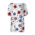 thumbnail image 4 of 4th of July Tops T-shirt Blouse for Womens, Women's Fashion American Flag Printed T-shirt Mid-length 3/4 Sleeves Parade Blouse Button Neck Casual Tops, 4 of 4