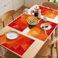 thumbnail image 5 of Red Orange Placemats Set of 12 Modern Abstract Ombre Geometric Aesthetic Place Mats Indoor Wipeable Table Mats Washable Cloth Dining Table Placemats for Kitchen Holiday Party Home Decor 13x19 Inch, 5 of 9