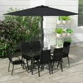 thumbnail image 3 of Spaco 8 Pieces Patio Furniture Set with 9 Ft Patio Umbrella, Dining Table and Chairs for Outdoor as Yard, Balcony, Porch, Black, 3 of 11