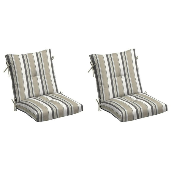 Arden earthFIBER Plush Modern Tufted Polyfill Dining Chair Cushion, Set of 2, 21 x 40, Water , Fade Resistant 21 x 40, Taupe Grey Boardwalk Stripe