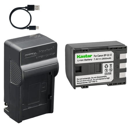 Kastar 1-Pack Battery and AC & USB-C Charger, Compatible with Canon NB-2L NB-2L12 BP-2L5 BP-2L12, for VIXIA HV20 HV30 HV40 HF R10 R100 Elura Optura ZR MD Camcorders