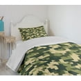 thumbnail image 4 of Ambesonne Camo Quilted Bedspread Set 2 Pcs, Abstract Chevron Forest, Twin Size, Pale Green Dark Green, 4 of 6