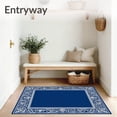thumbnail image 3 of ODIKA 4'x6' Machine Washable Non-Slip Area Rug, Botanical Scrollwork with Intricate Interlocking Borders High Traffic Rug, Blue, 550995, 3 of 7