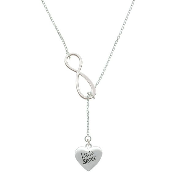 Delight Jewelry Silvertone Little Sister Heart Silver tone Elegant Infinity Lariat Necklace