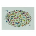 thumbnail image 1 of Doodle Cutting Board, Cheerful Pattern of Vivid Little Birds and Flowers, Decorative Tempered Glass Cutting and Serving Board, in 3 Sizes, by Ambesonne, 1 of 2