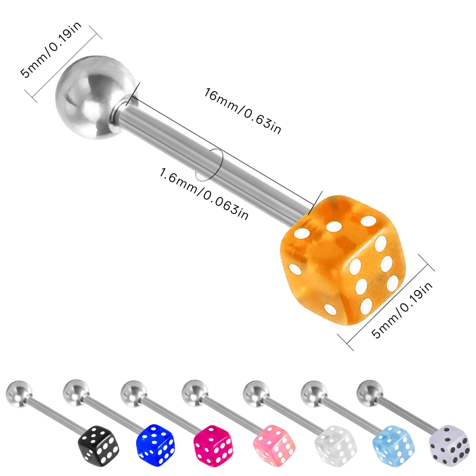 DESIGNICE 8Pcs Tongue Rings,Non-Fading Tone and Polished Sheen Piercing Jewelry,Hypoallergenic and Long-Wearing Body Jewelry for Women,Color Mixing4