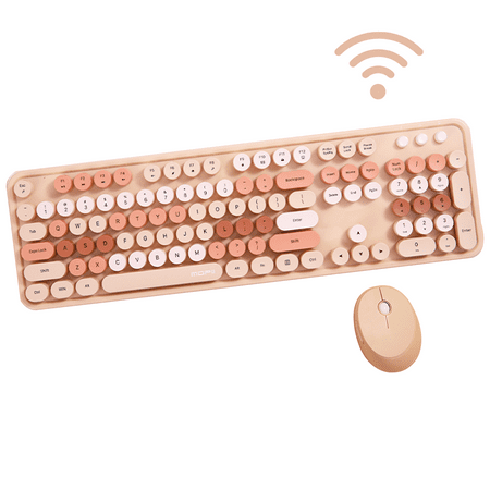 Arcwares Wireless Keyboard and Mouse Combo, Sweet Cute Style, 2.4GHz USB Ergonomic Keyboard, Compact Mouse for Computer, Laptop, PC Desktops, Mac