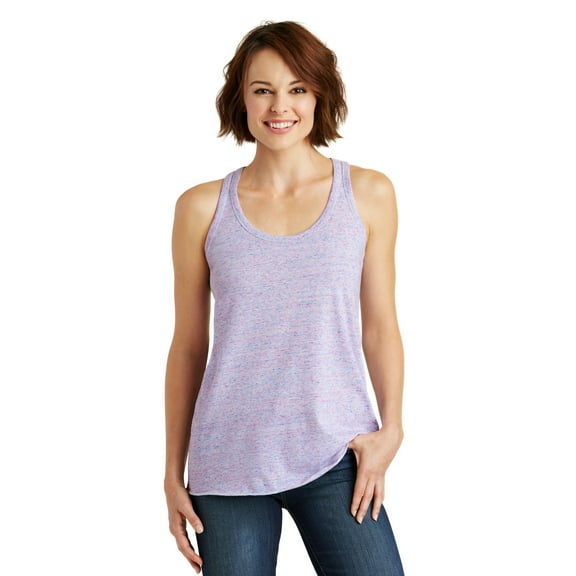 District Made Ladies Cosmic Twist Back Tank-S (White/ Pink Cosmic)