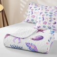 thumbnail image 4 of Erosebridal Seashell Jellyfish Bow Bed Spread Queen for Girls Boys, Dreamy Coastal Sealife Queen Coverlet Set, 3 Pieces, 4 of 7