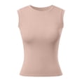 thumbnail image 1 of Camisetas sin mangas para mujer con sujetador incorporado, cuello redondo, tejido suave y transpirable, versátiles para el verano, festivales de música y uso diario., 1 of 6