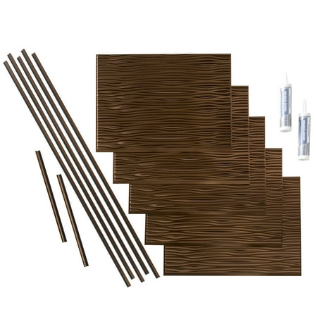 FASÄDE Waves Decorative Vinyl Backsplash 15 sq ft Kit in Oil Rubbed Bronze