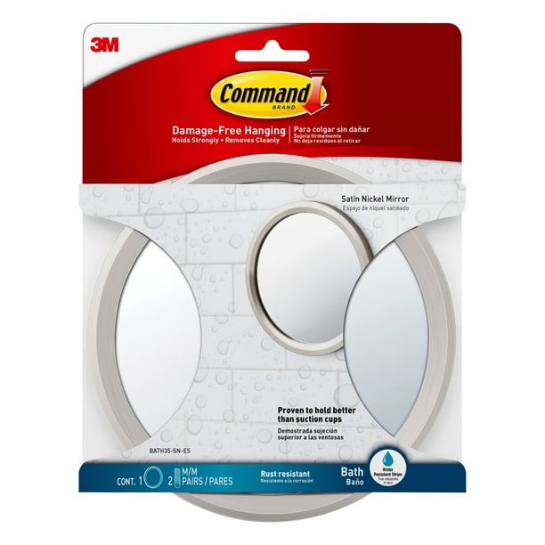 Command Bath Mirror Satin Nickel 1 2 Pairs Strips Com Command Bath Mirror Satin Nickel 1, Can Command Strips Hold A Large Mirror