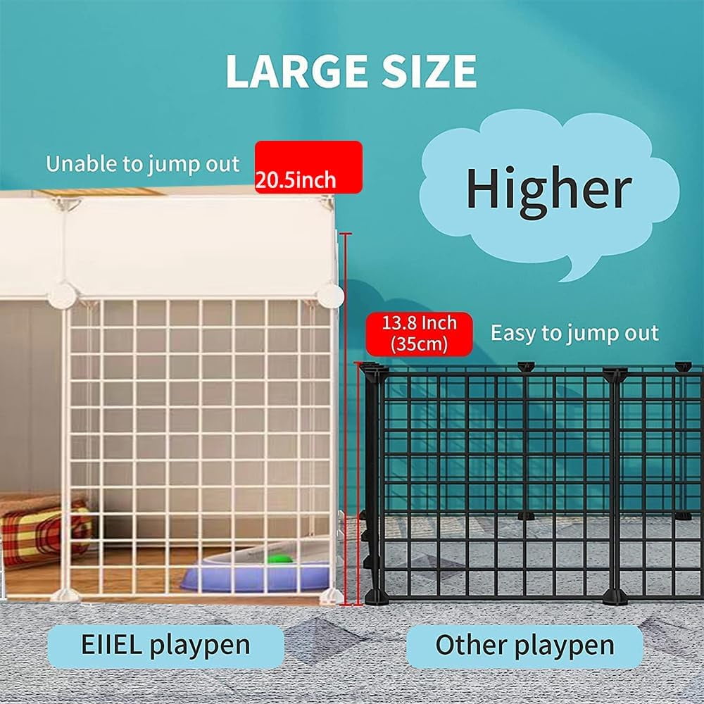 Dog Playpen Indoor with Door, DIY Puppy Play Pen Portable Metal Wire Yard Fence Small Animal Exercise Cage for Small-Sized Dog