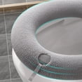 thumbnail image 5 of Polyester Toilet Seat Cushion Pad | Warm Soft Bathroom Toilet Lid Cover with Handle | Washable & Portable for Travel | Gray, Green, Blue, Pink, 5 of 7