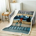 thumbnail image 2 of Hunting Deer Throw Blanket for Couch Woodland Animal Fleece Blanket, Wild Moose Elk Sherpa Blanket Vintage Barn Door Stripe Blanket, Rustic Farmhouse Lodge Cabin Bed Blanket, 2 of 6