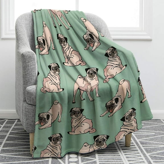 Pug Gifts for Pug Lovers, Pug Dog Blanket for Adults Kids, Birthday Valentine''s Day Pug Gifts for Women Men, Dog Mom Gifts Decor for Sofa Chair Bed Travelling Camping