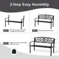 thumbnail image 6 of YRLLENSDAN Metal Outdoor Bench Weatherproof 50inch Patio Bench for 3-person Garden Bench for Outdoors Yard Lawn Porch Park Rust-Resistant Cast Iron Bench with Floral Pattern Backrest,Black, 6 of 7