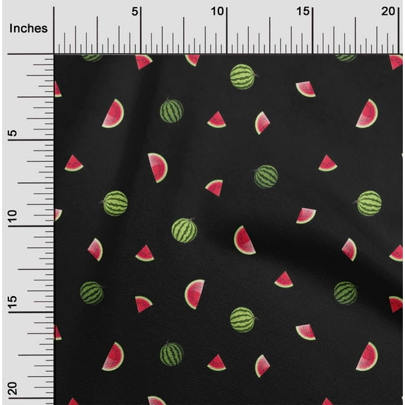 oneOone Silk Tabby Fabric Watermelon Fruit Print Fabric BTY 42 Inch Wide