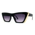 thumbnail image 2 of Womens Rectangular Thick Rim Gothic Cat Eye Plastic Sunglasses Black Smoke, 2 of 4