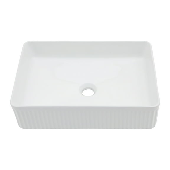 19.63"×13.69"×5.13" White Ceramic Rectangular Countertop Bathroom Sink