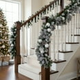 thumbnail image 3 of Northlight 6' Frosted Pine Artificial Christmas Garland with Striped Bows and Ornaments, 3 of 4