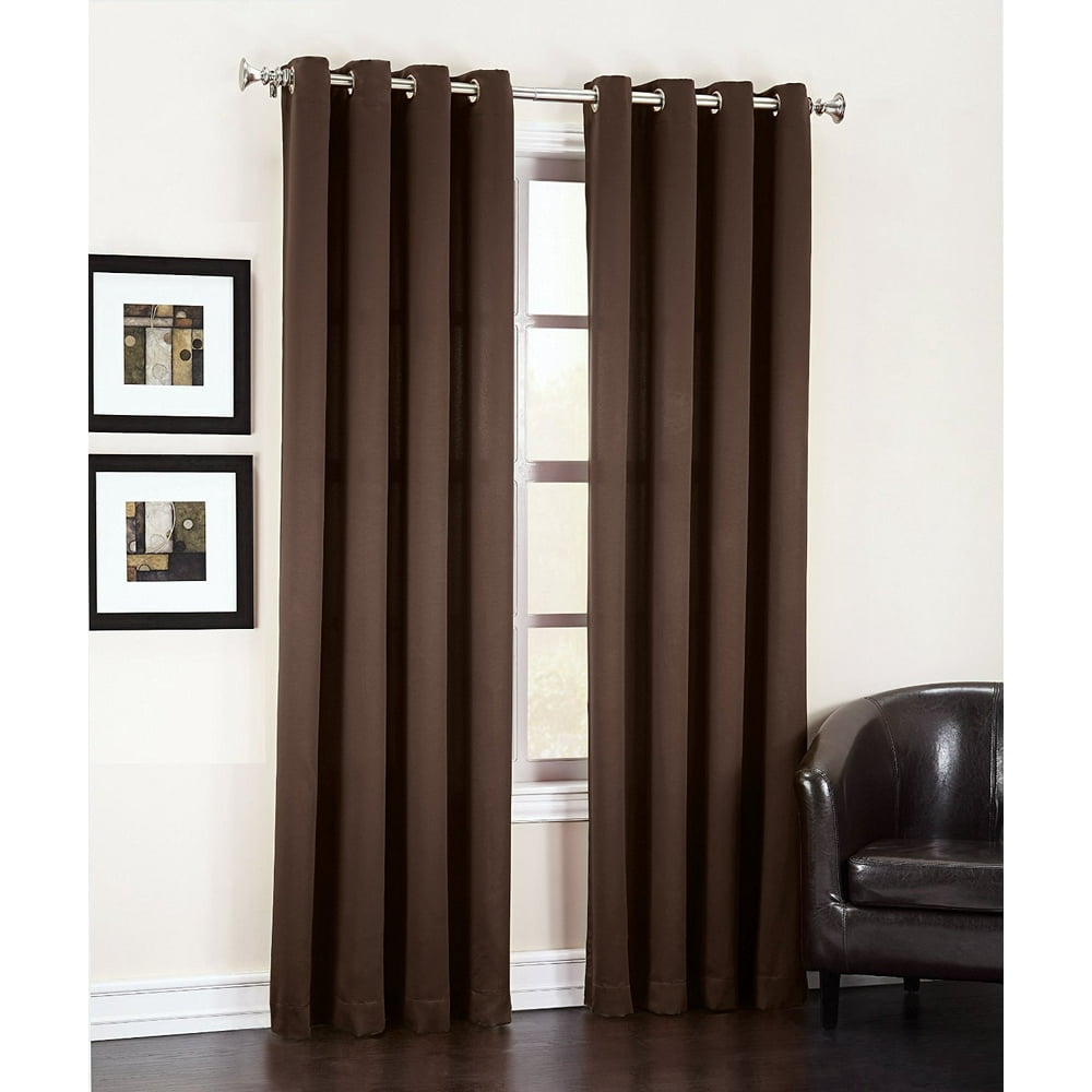 Angel Solid Grommet Blackout Panel Curtain Thermal 95 Inch Brown