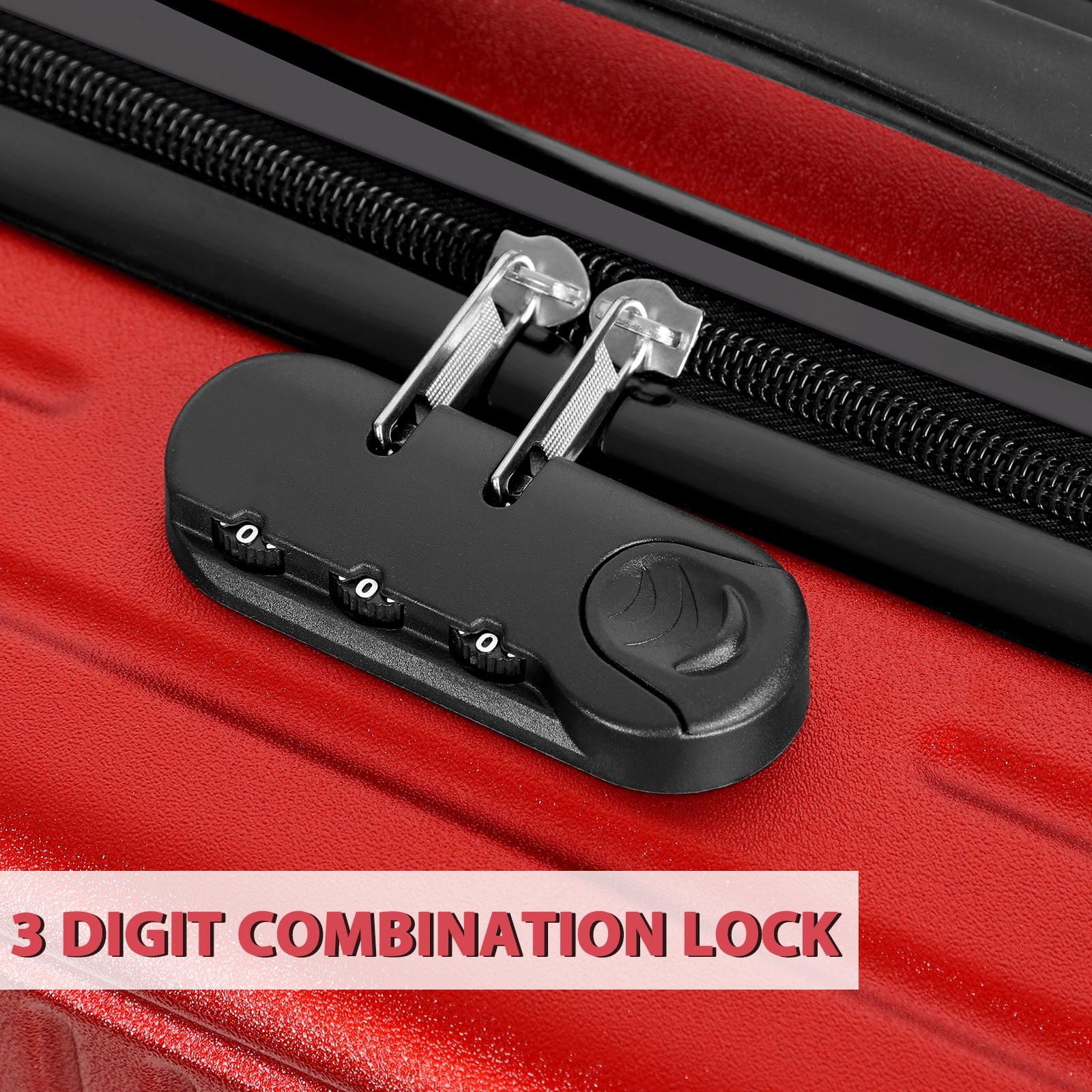 OLOV 18 inches Hardside Carry On Luggage, Combination Lock, Red
