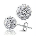thumbnail image 1 of Pendientes de mujer con caja bola de discoteca cristales blancos cuelgan pendientes de gancho para mujer, 1 of 6