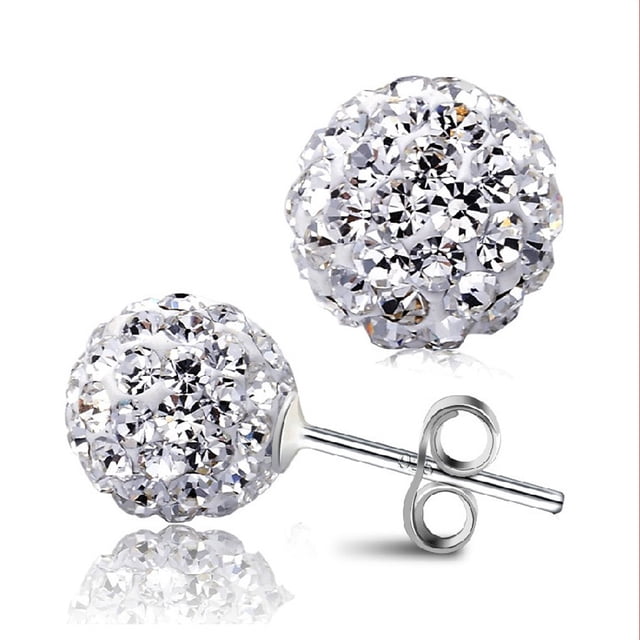 Pendientes de mujer con caja bola de discoteca cristales blancos cuelgan pendientes de gancho para mujer