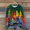thumbnail image 2 of WTOBBY Women's Christmas Print Knit Sweater, Cute and Fun Holiday Pullover for Fall and Winter, Long Sleeve Knitted Top with Festive Patterns and Designs,Orange L, 2 of 5