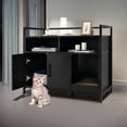 thumbnail image 2 of Pefilos 35" Hidden Cat House Washroom with 2-Doors and Scratch Cardboard, Wooden Cat Litter Box Enclosure Furniture, Black, 2 of 7