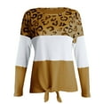 thumbnail image 3 of EGNMCR Chandails pour Femmes Mode Féminine Rayé Imprimé Léopard Confortable Manches Longues Hauts de Chandail, 3 of 9
