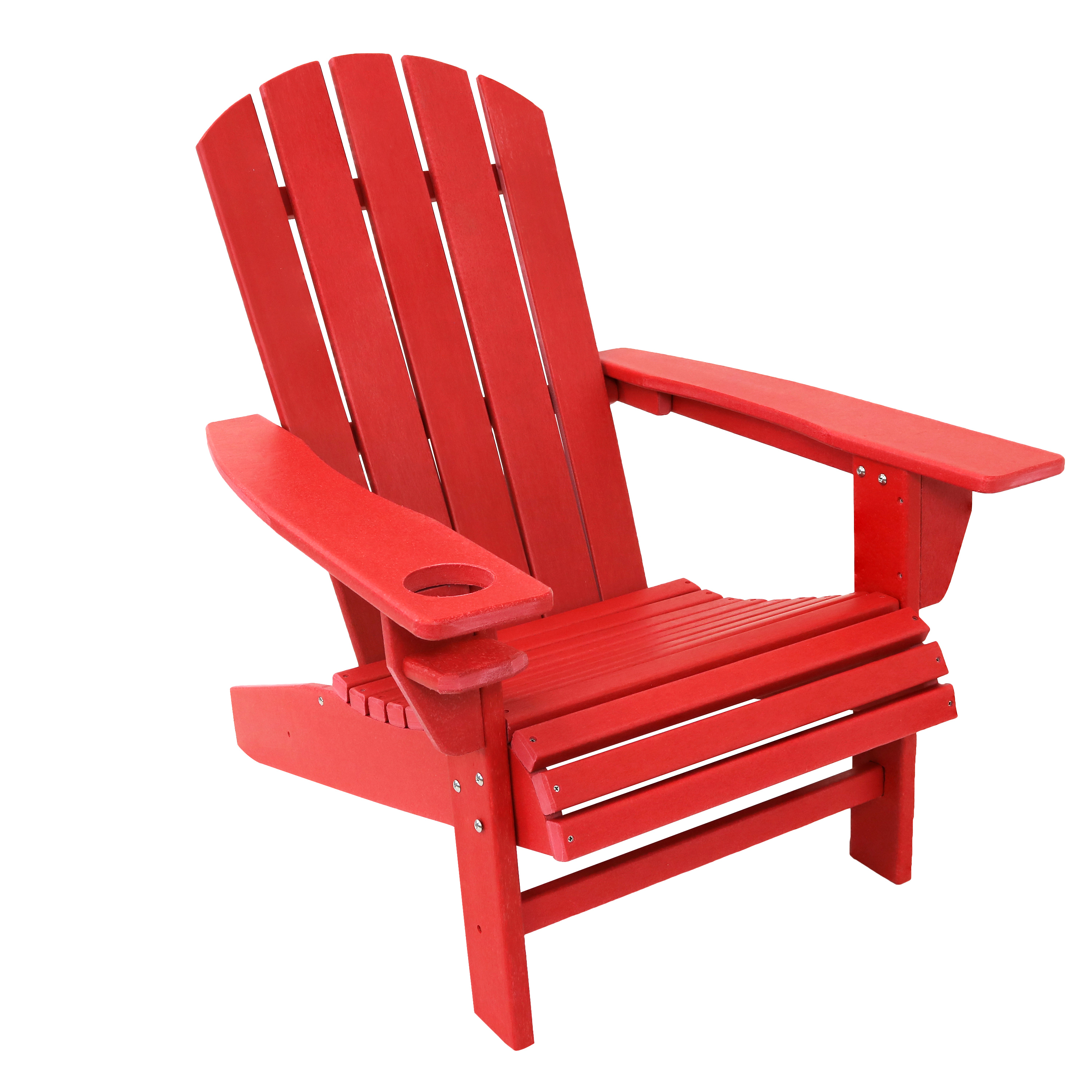 Sunnydaze All-Weather Outdoor Adirondack Chair with Drink Holder - Heavy Duty HDPE Weatherproof Patio Chair - Ideal for Lawn, Garden or Around the Firepit - Red - image 2 of 7