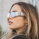 thumbnail image 2 of Gafas de sol futuristas sin montura Y2K para hombre y mujer, lentes de sol con espejo, estilo Punk, una pieza, escudo superior plano, Uv400 Fivean unisex, 2 of 2
