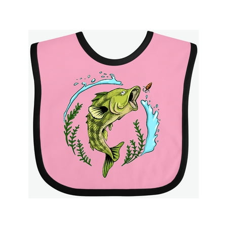 

Inktastic Leaping Bass Fish- Fishing Illustration Gift Baby Boy or Baby Girl Bib