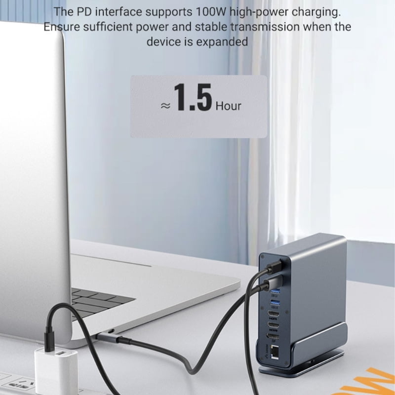 Zecic Power Workflow USB C Dock Hubs with Video Output Gigabit Ethernet Port 1000mbps