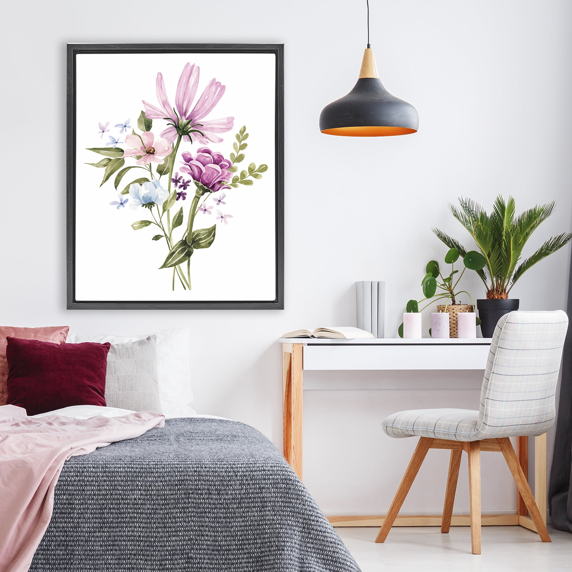 Stupell Industries Wildflower Fields Floral Bundle Black Framed Floater Canvas Wall Art, design by Bethany Sandoval