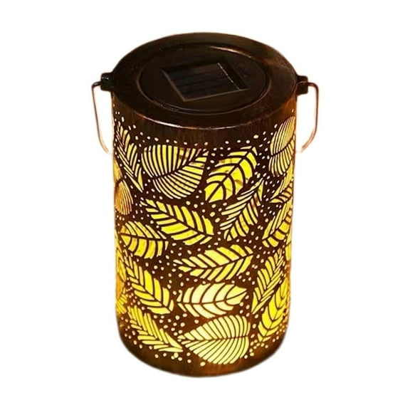 Eoozwa Solar Lanterns Outdoor Hanging Lantern Lights, Hollowed-Out Metal Decor Lantern, Waterproof LED Decorative Garden Light Delicate Garden Decoration for Patio, Yard