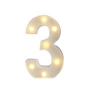 Light Up Letter LED Alphabet PlasticParty Sign Wedding Festival Stand Decoration (Number - 3)