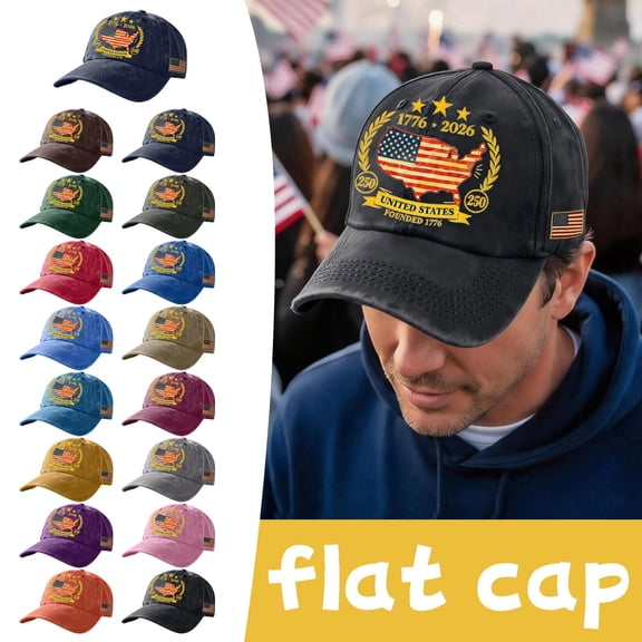 US Vintage Country Style 250th Anniversary Hat Floral American Flag Baseball Cap USA 250th Anniversary Hat,Yellow