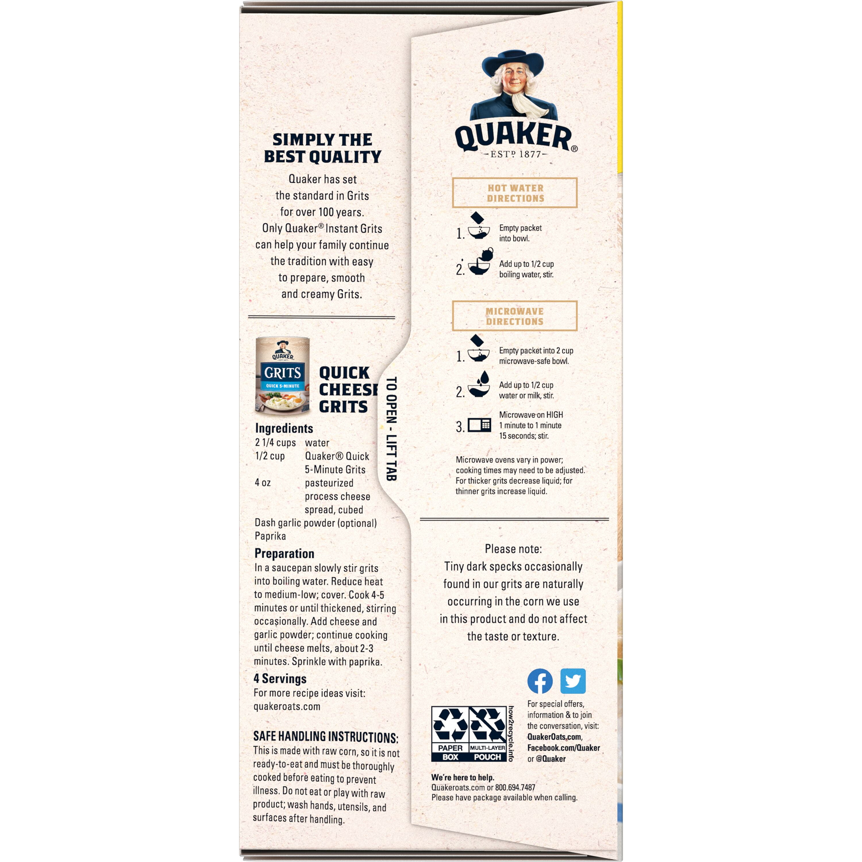 (8 pack) Quaker, Instant Grits Variety Pack, 0.98 oz, 22 Packets