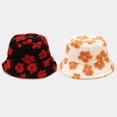 thumbnail image 4 of Womens Autumn And Winter Floral Print Lambswool Plush Warm Fisherman Hat, 4 of 8