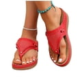 thumbnail image 7 of KIJBLAE Women's Sparkly Shiny Accent Wedge Flip Flops, Thick Sole Wide Width Comfort Casual Summer Beach Outdoor Slippers Red 38, 7 of 7