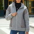 thumbnail image 7 of clear 50% off Usmixi Winter Fleece Coat for Women Quilted Fleece Patchwork Jacket for Women Open Full Zipper Stand Neck Plush Coats Long Sleeve Cozy Fuzzy Furry Outwear Casual Fleece Coat, 7 of 7