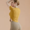 thumbnail image 4 of Ropa de yoga de primavera y verano para mujer, camiseta de fitness de yoga ajustada de manga corta y agradable para la piel, camiseta deportiva de moda desnuda y transpirable, 4 of 4