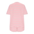 thumbnail image 5 of Miluxas Two Piece Stripe Pajamas Set Women Nightwear Short Sleeve Sleepwear Soft Side Split Loungewear Pjs Sets Pink, 5 of 9