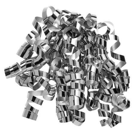 American Greetings 9 in. Silver Curling Poly Ribbon Poly Gift Bow for Christmas (1-Count)