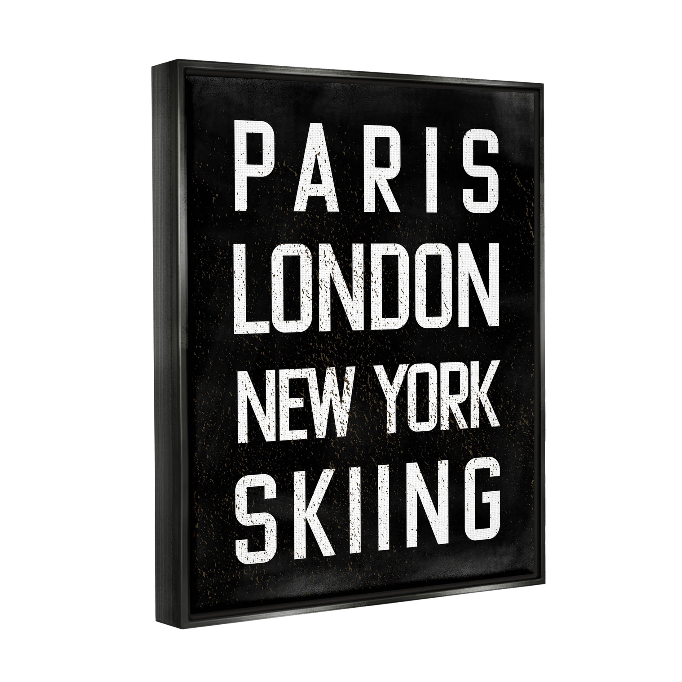 Stupell Industries Worldwide Skiing Winter Sports Graphic Art Jet Black Floating Framed Canvas Print Wall Art, Design by Valerie Weiners