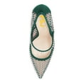 thumbnail image 3 of FSJ Women Pointed Toe Rhinestone Mesh Pumps Single Band Chain Chunky High Heels Elegant Prom Party Evening Shoes Size 16 Green, 3 of 5