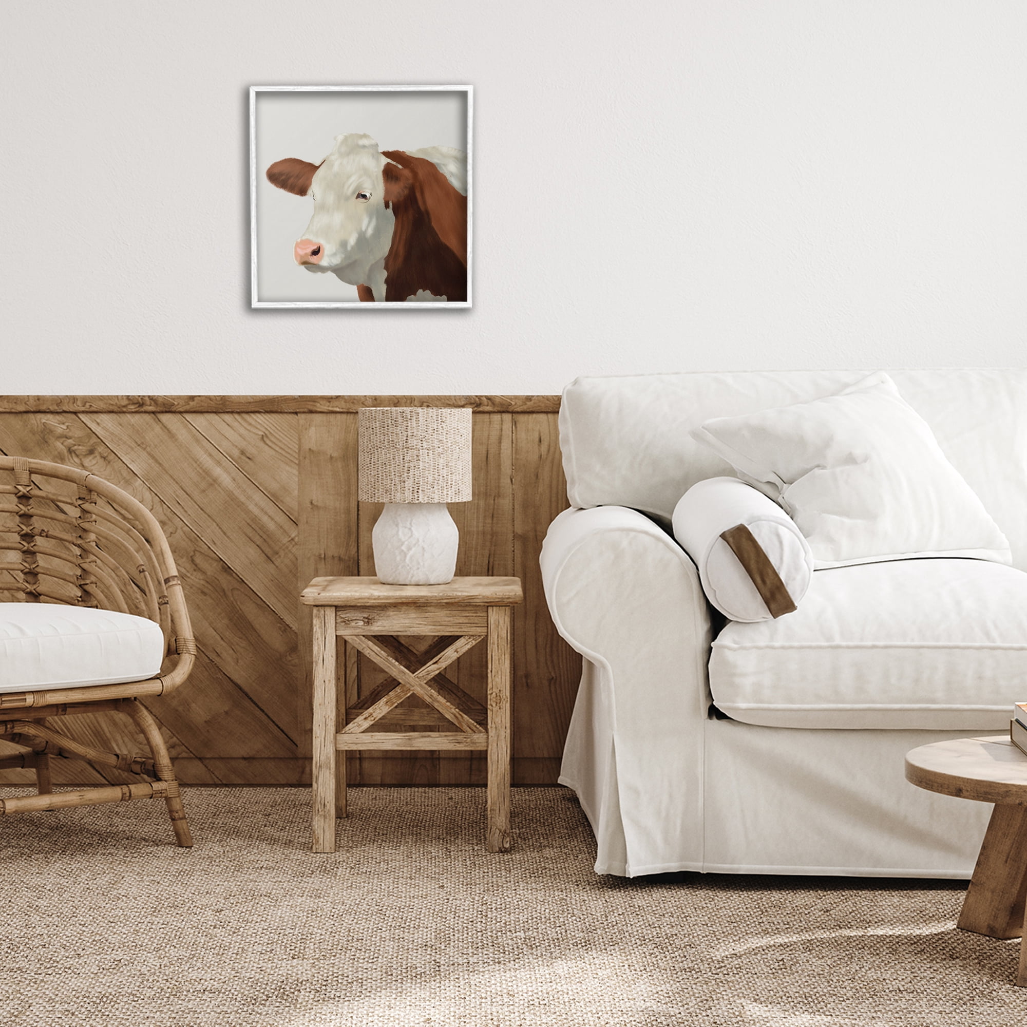 Stupell Industries Farm Friend Cow Portrait White Framed Giclee Art, design by Marcus Prime